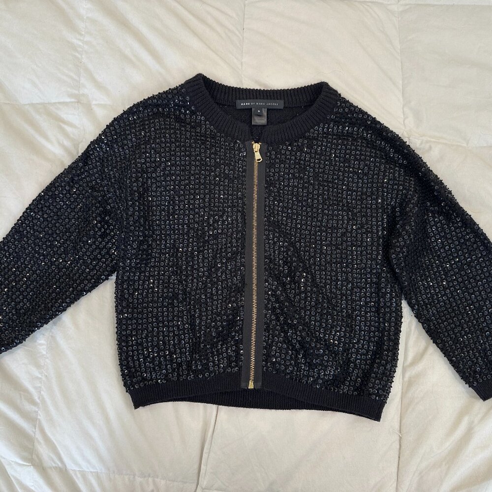 Vintage MARC by MARC JACOBS Designer Black Sequin Sweater/Jacket Size Small